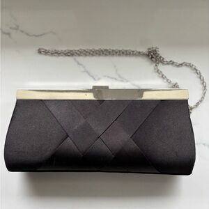 Elegant Black Clutch with Silver Accents